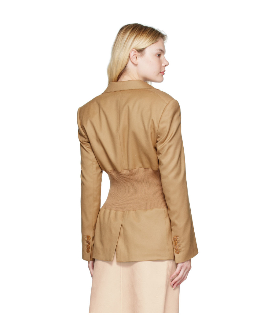 Stella Mccartney Tan Tapered Blazer In Nude