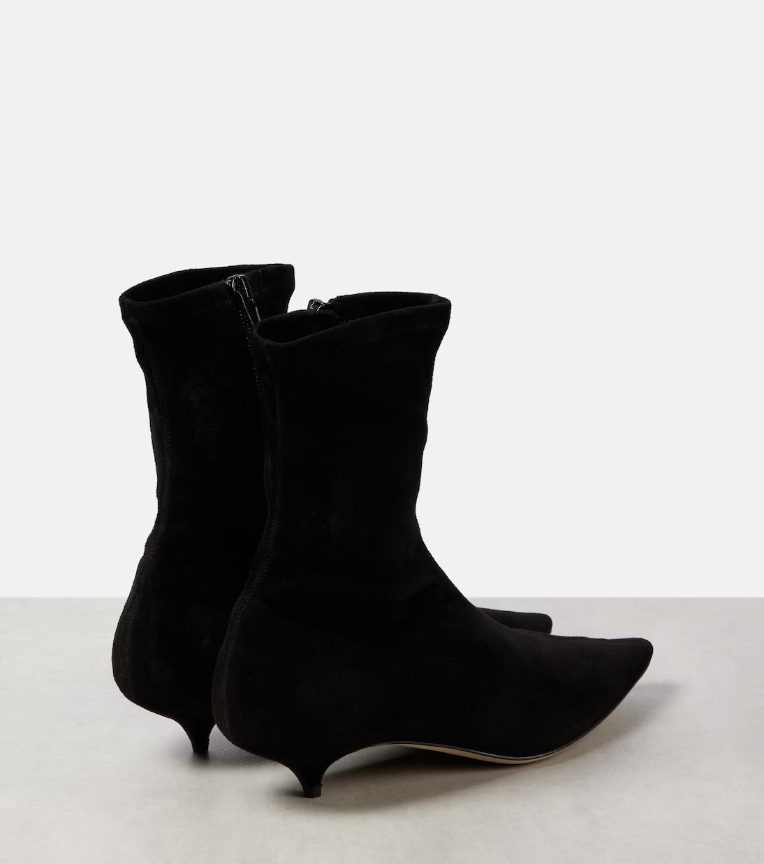 The Row Liisa Suede Ankle Boots In Black