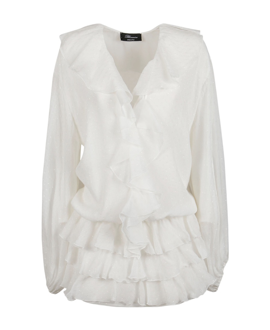 Blumarine Ruffle Trim Blouse In White