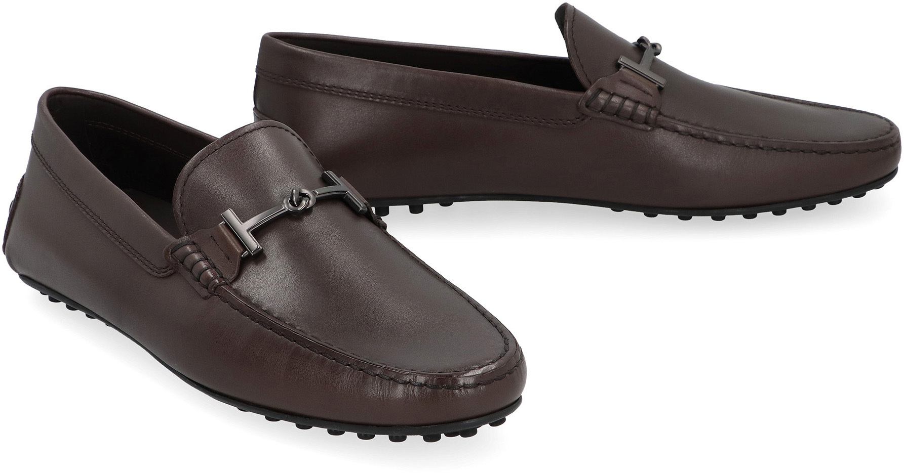 Tod's T Ring City Gommino Loafers In Black