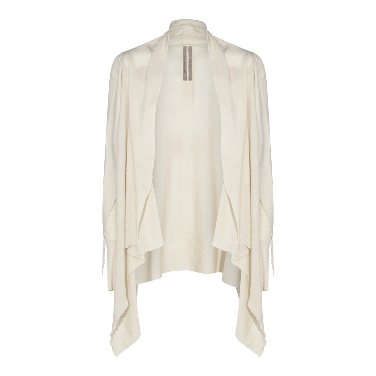 Rick Owens Ribbed Asymmetric-hem Cardigan In White
