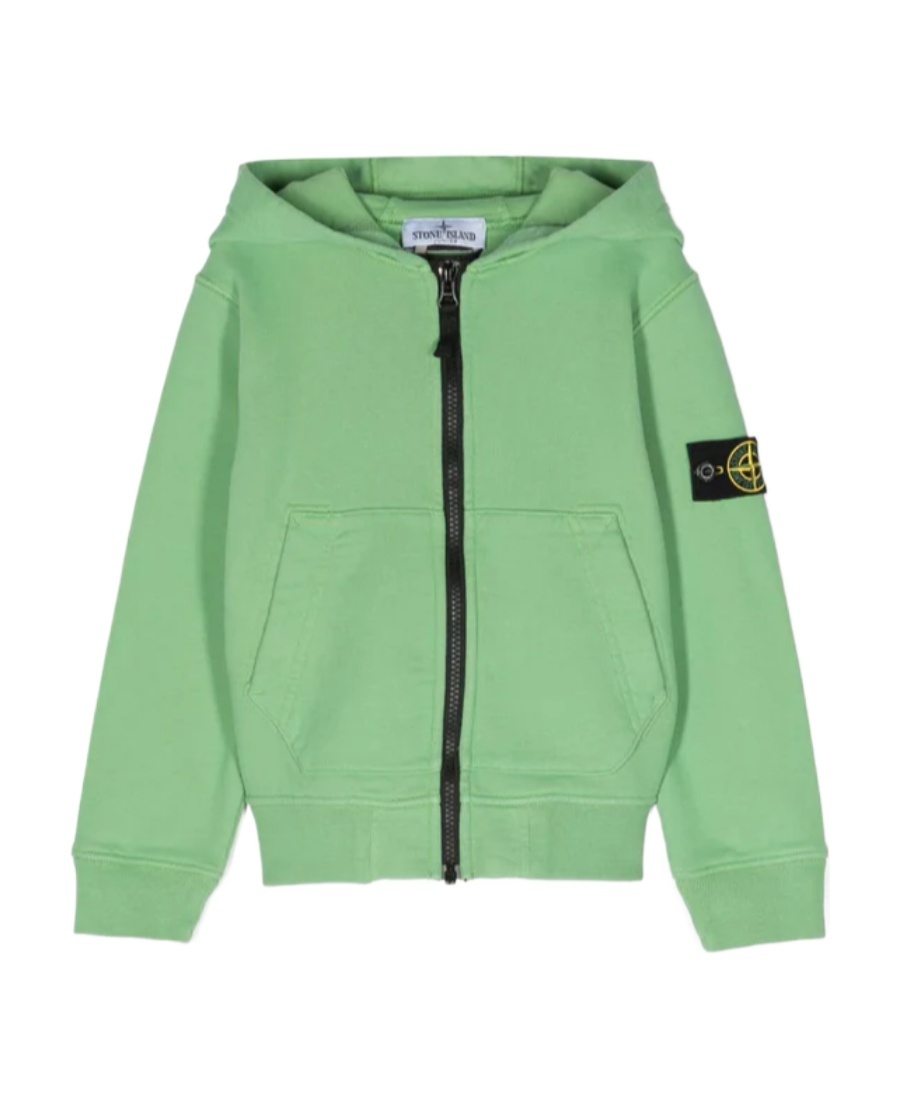 Stone Island Compass-patch Zip-up Jacket In Green