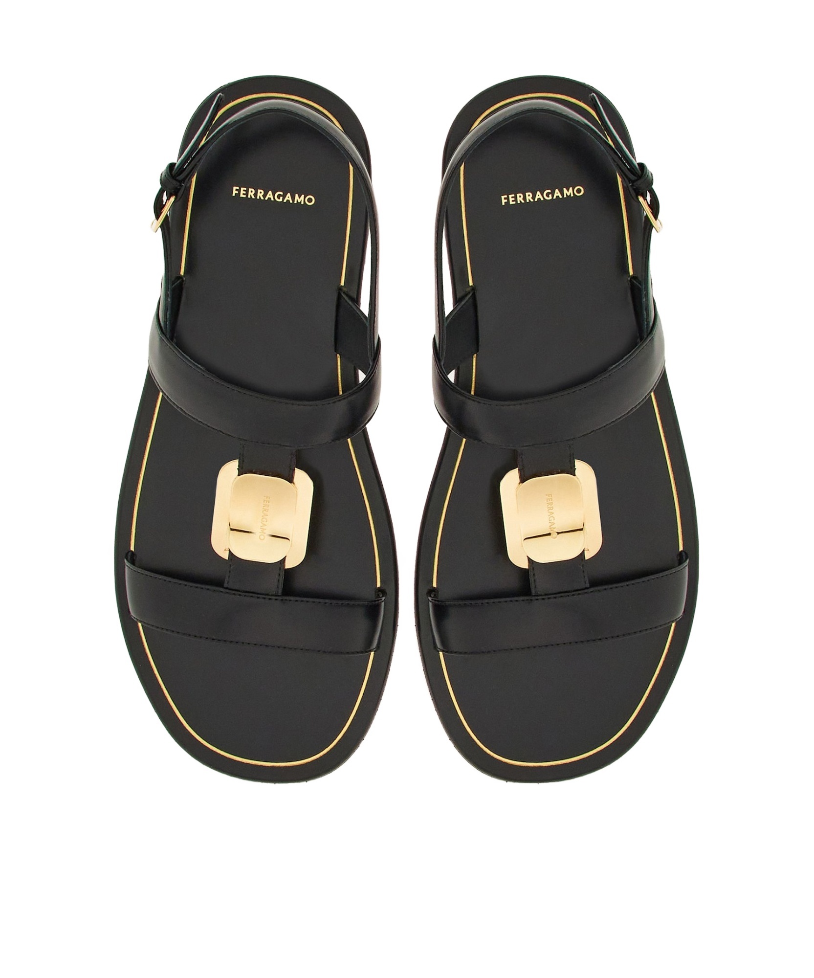 Ferragamo Capri Nappa Leather Flat Sandals With Vara Bow In Black