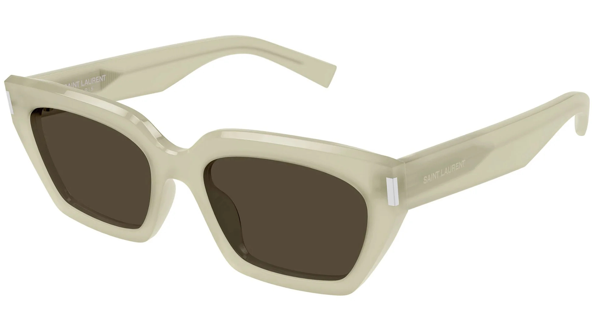 Saint Laurent Sl 826 Page Linea Corner Angle 004 Ivory Brown Sunglasses In White