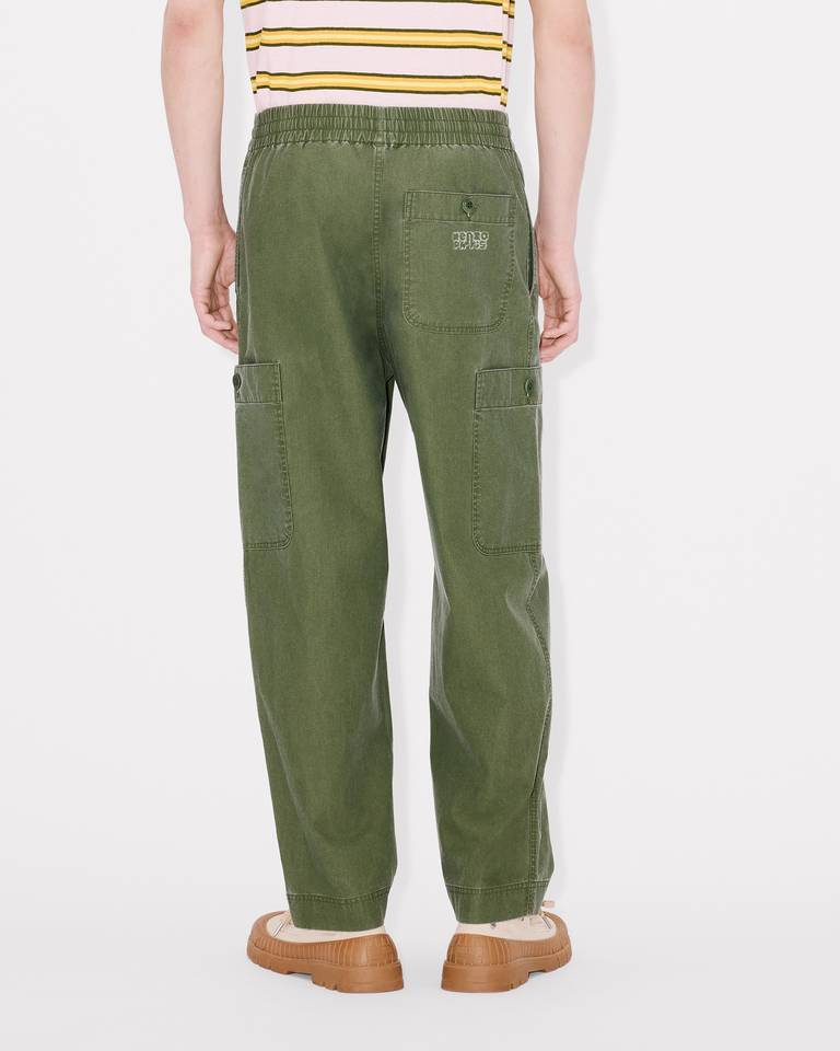 Kenzo ' Elephant Logo' Embroidered Cargo Jogpants In Coated Cotton