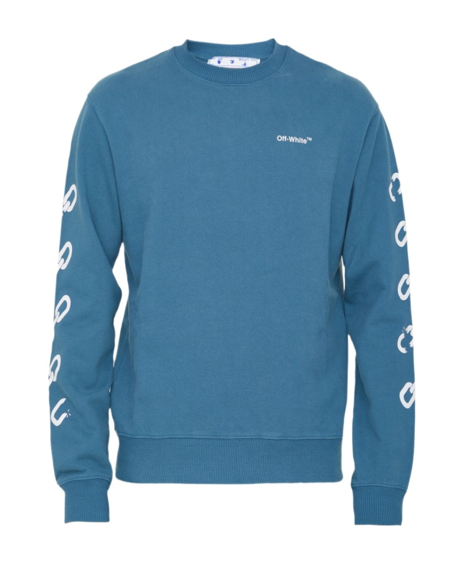 Off-white Chain Arrows Print Crew Neck Sweatshirt In Blue