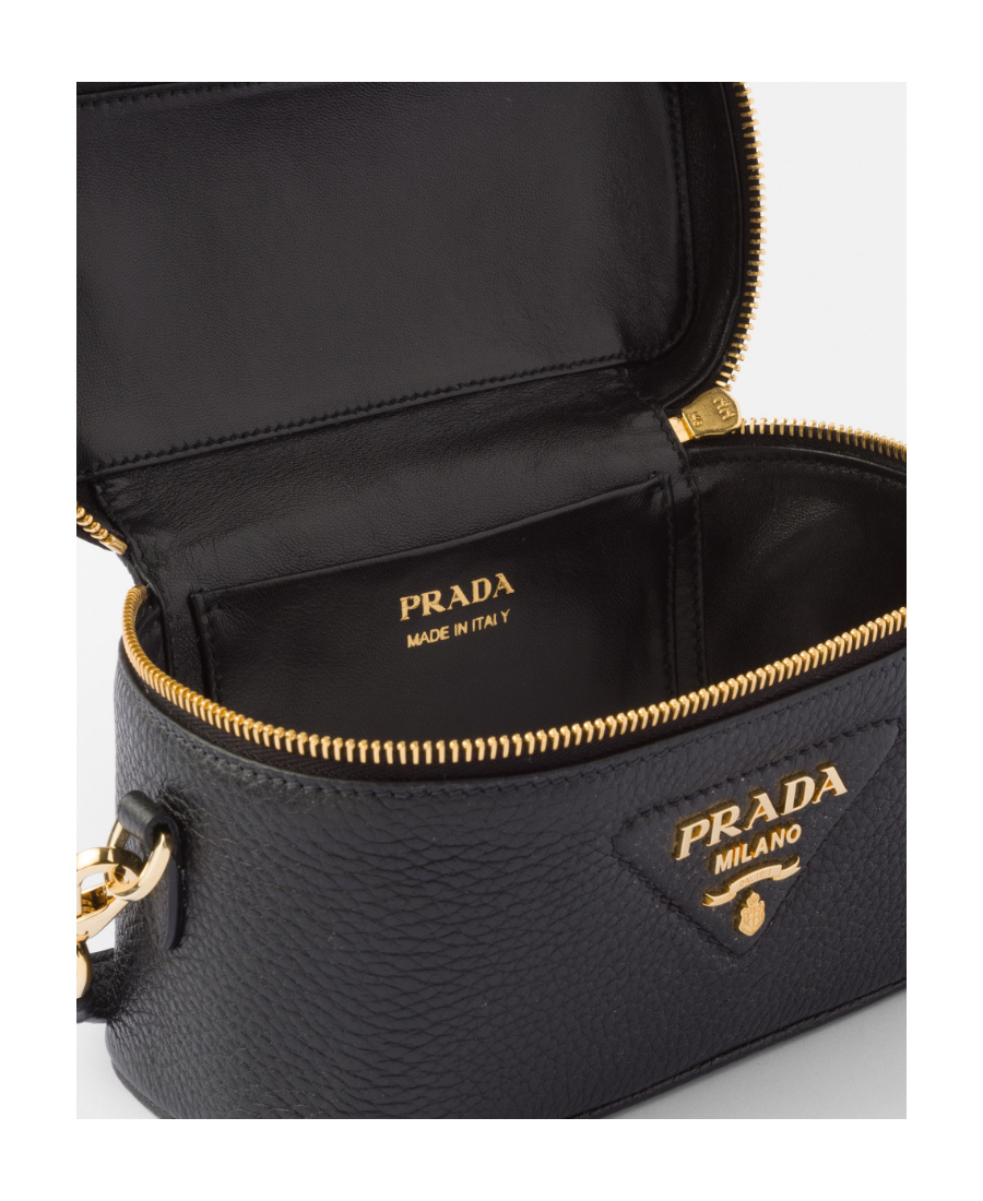 Prada Logo-plaque Leather Tote Bag In Black
