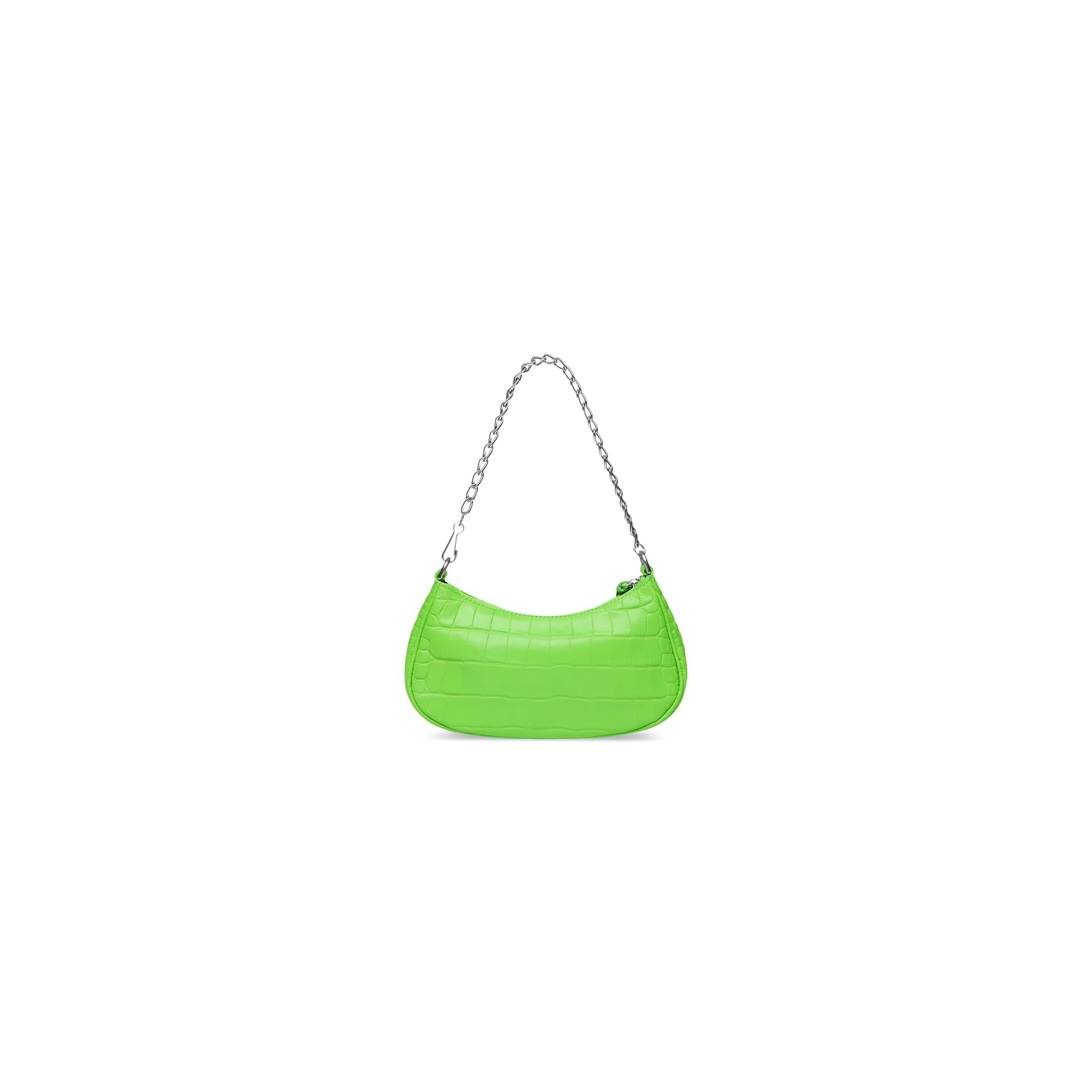 Balenciaga Borsa Le Cagole Mini Con Catena Con Lavorazione Coccodrillo Da Donna In Verde Acceso In Green