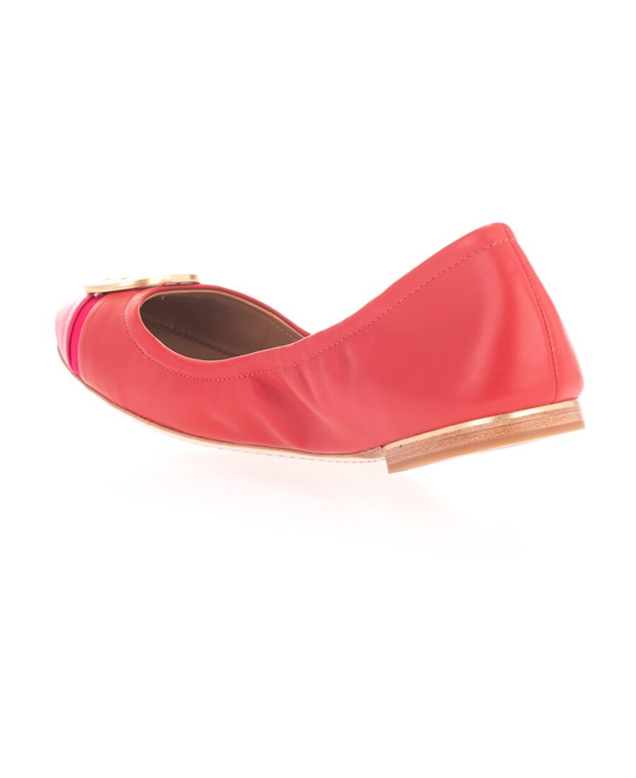 Tory Burch Logo Plaque Ballerina Shoes In Red