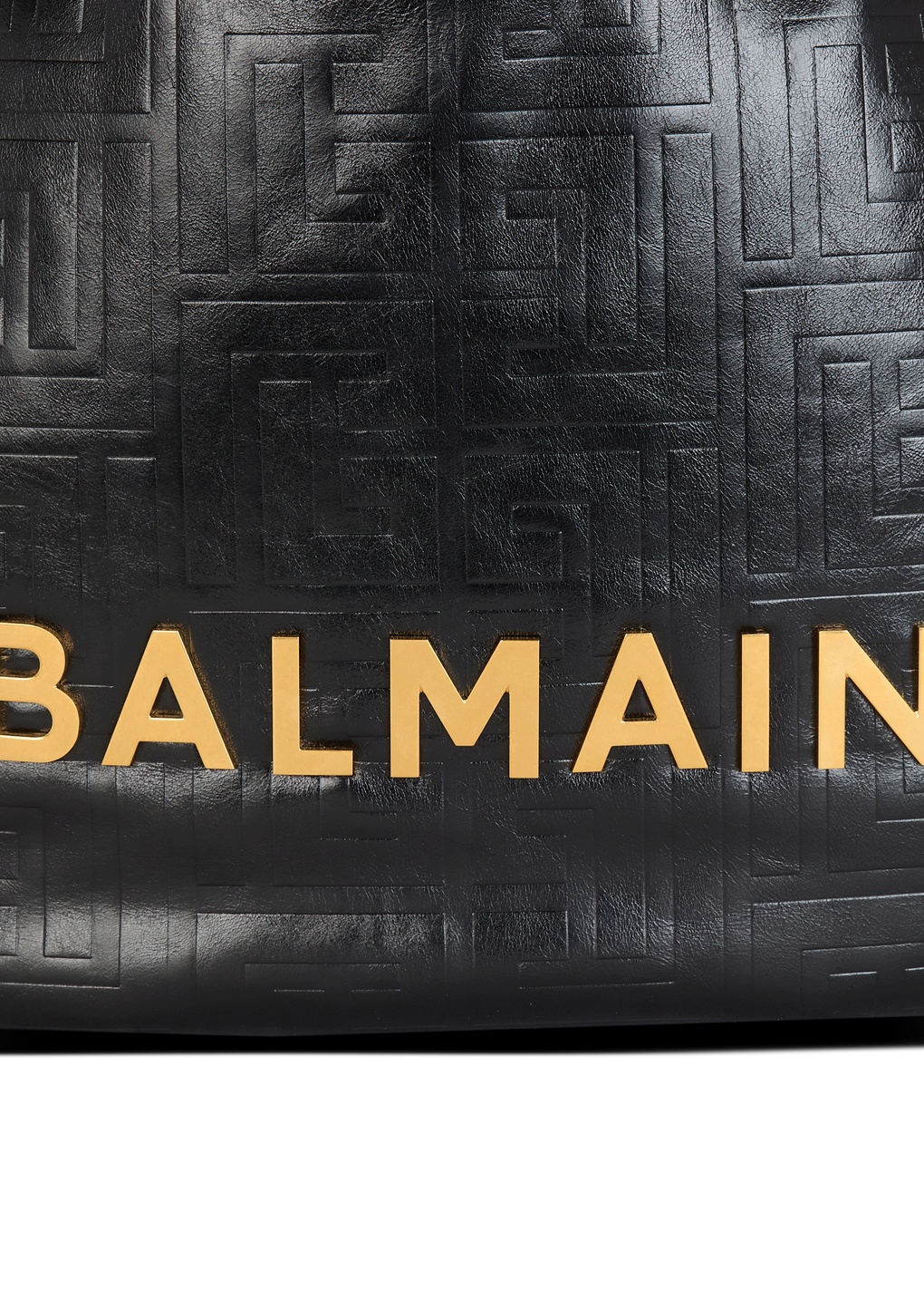 Balmain 1945 Soft Hobo Crinkled Leather Tote Bag With Monogram In Black