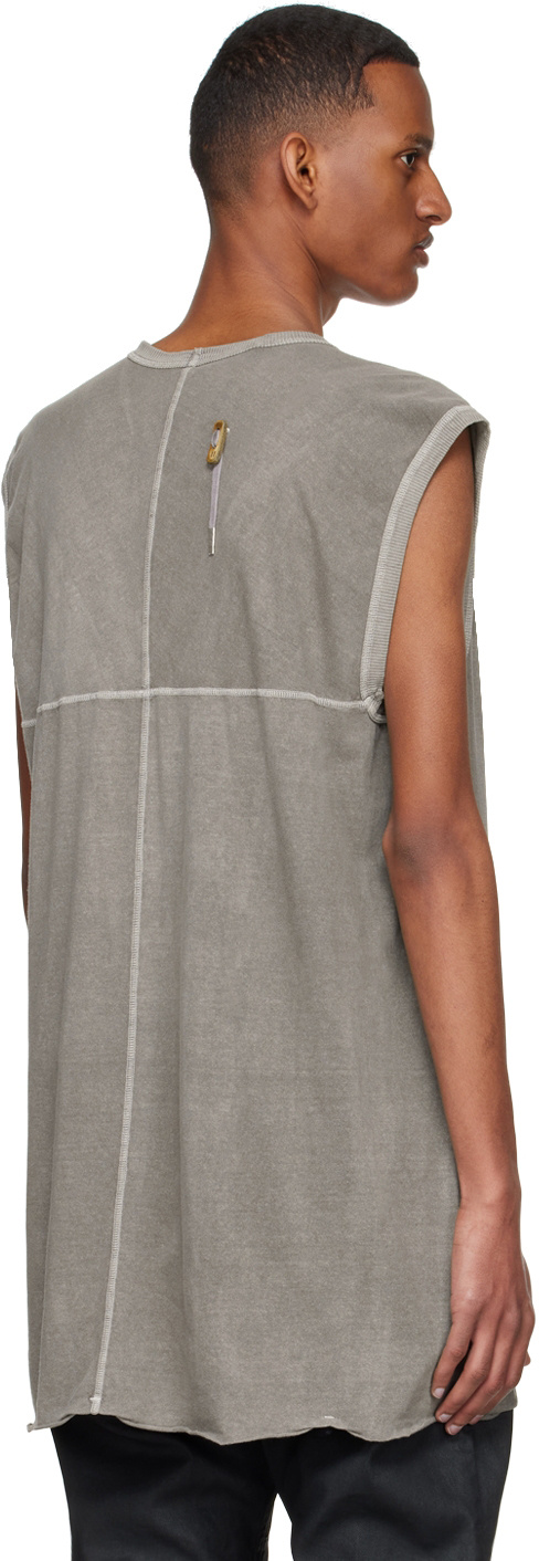 Shop Boris Bidjan Saberi Long Vest With Round Neck In Gray
