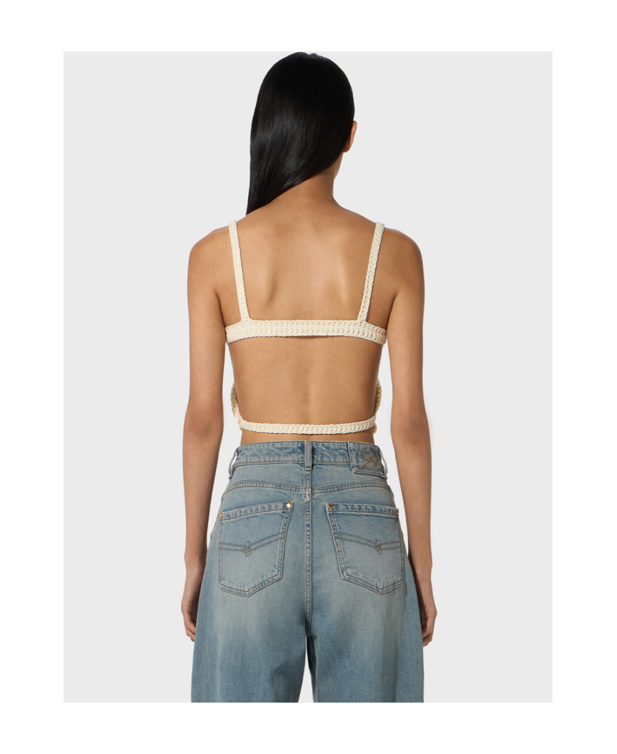 Blumarine Butterfly Sleeveless Crop Top In White