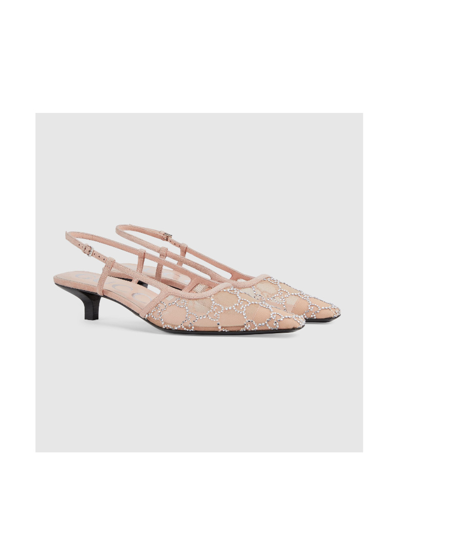 Gucci 35mm Gg-logo Crystal-embellished Pumps In Pink