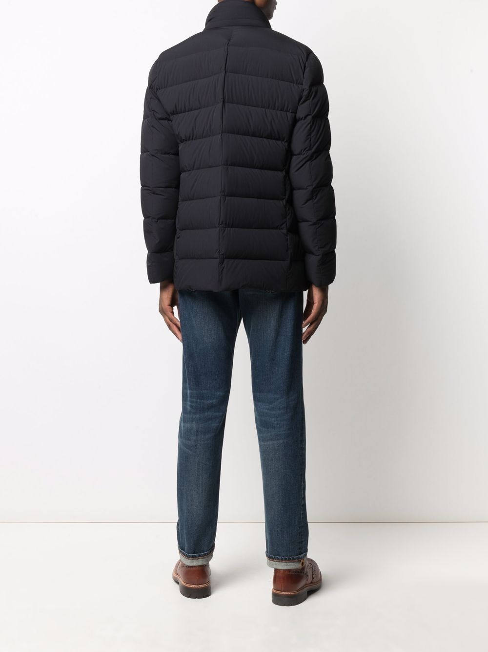 Moorer High Neck Double-breasted Parka With Detachable Hood In Blue