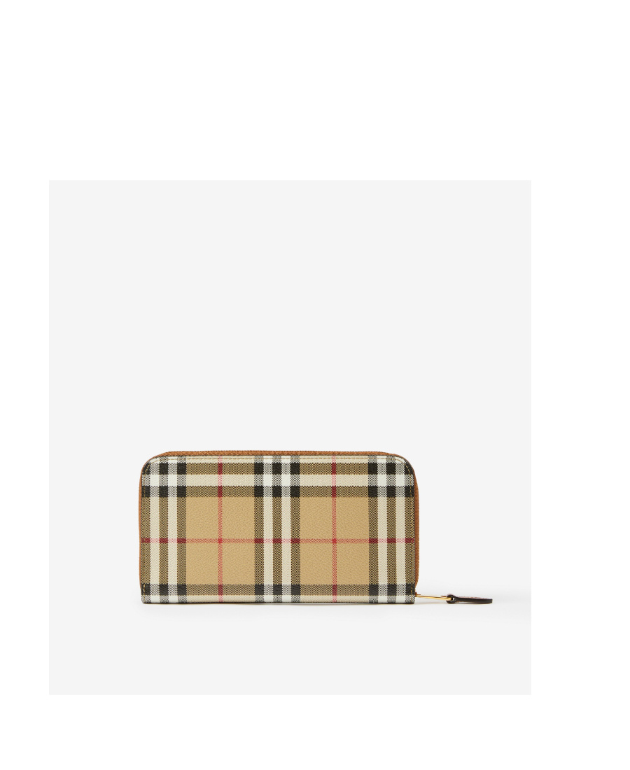 Burberry Checked Zipped Leather Wallet In Nude