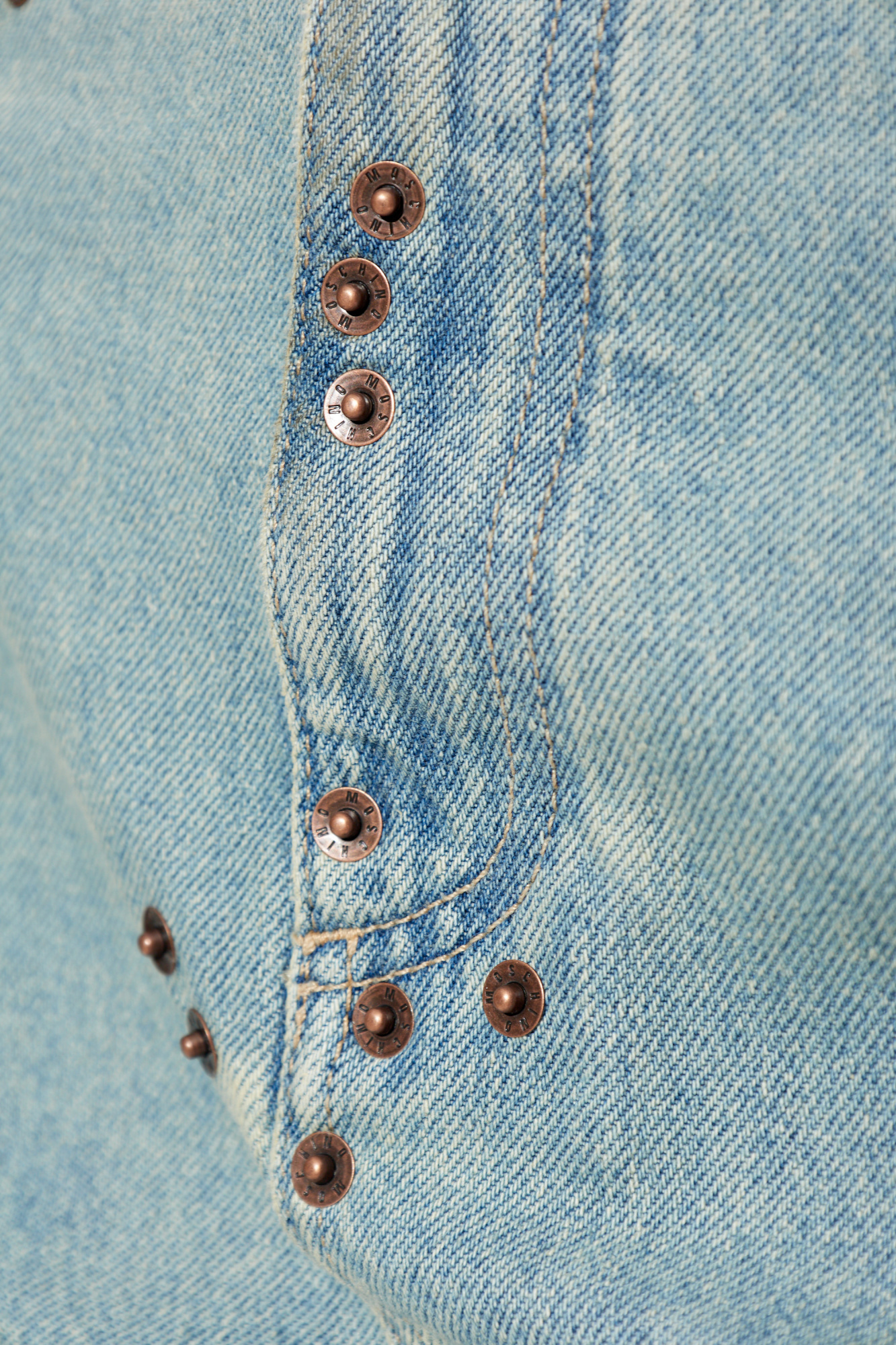 Moschino Women Rivets Denim Skirt In Blue