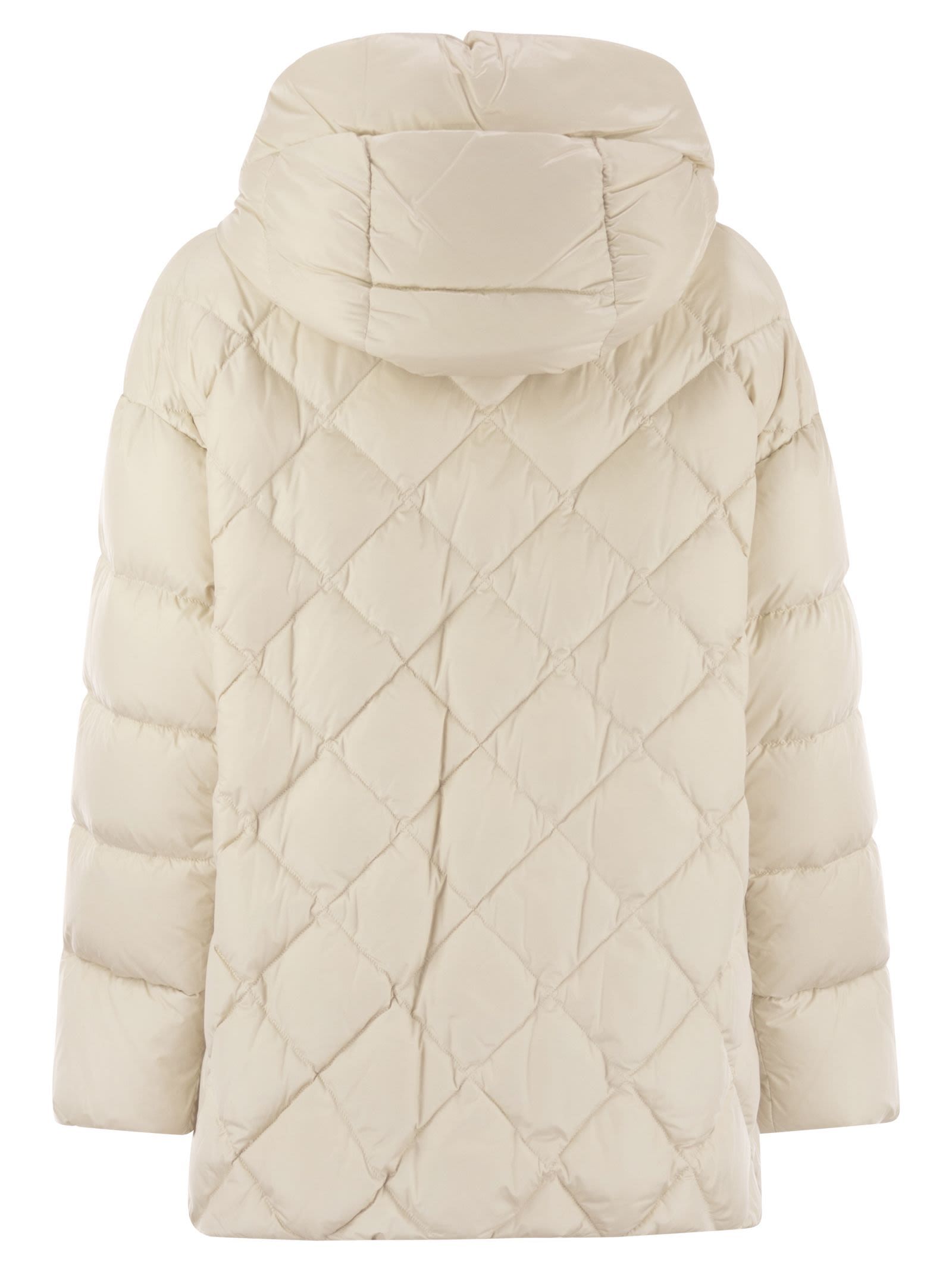 Max Mara Long-sleeved Down Jacket In Neutral