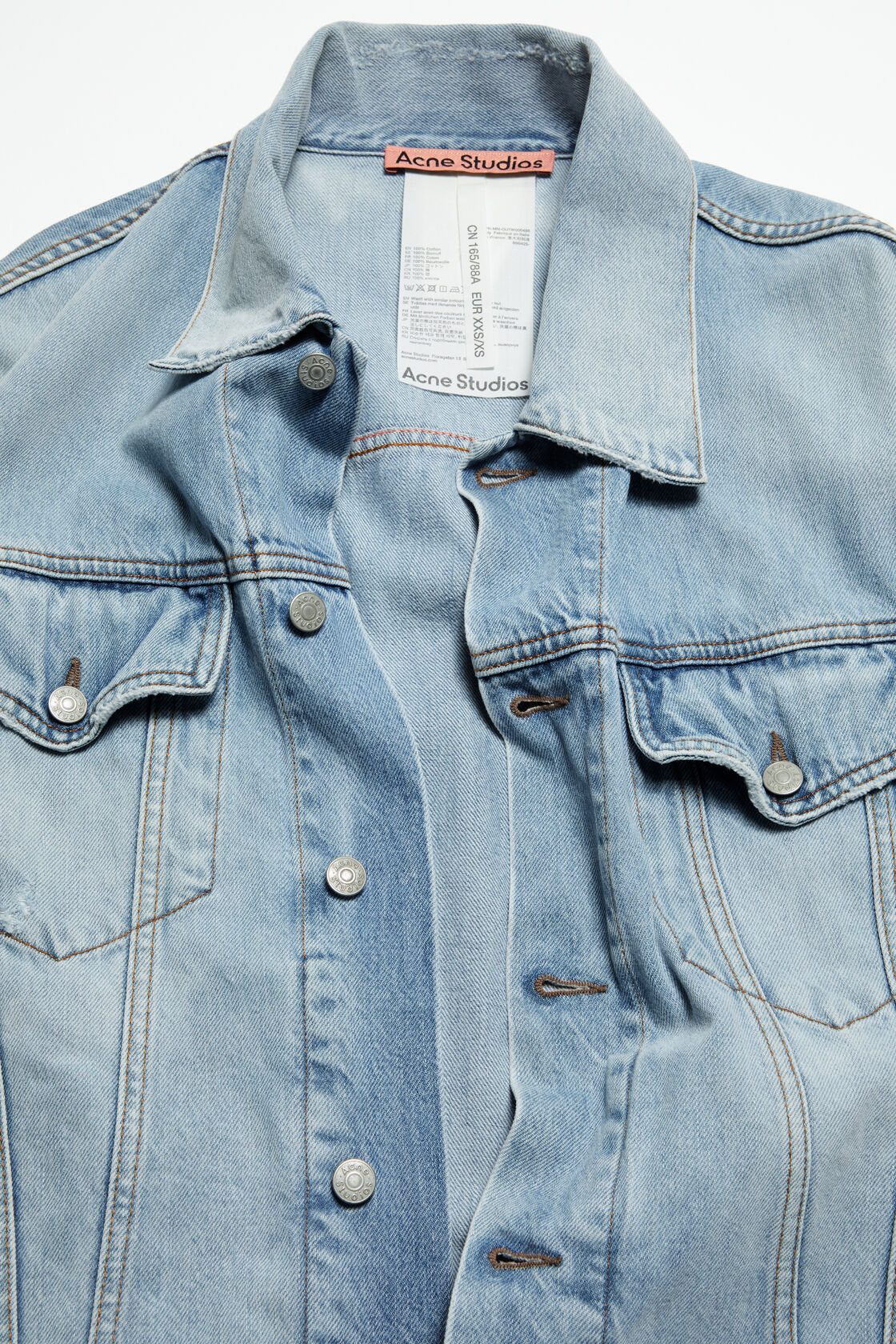 Acne Studios Light Wash Denim Jacket With Button-up Front In Blue