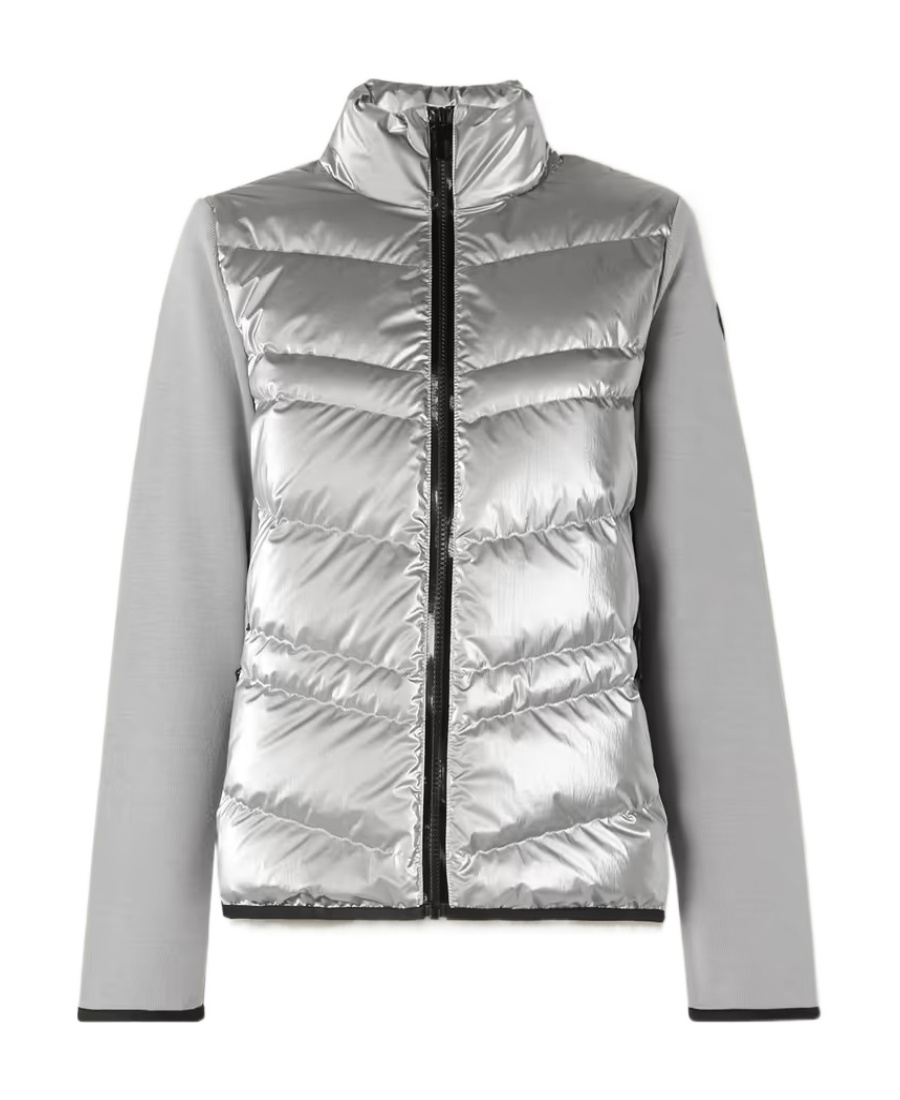 Moncler Logo Splicing Soft Shell Down Jacket In Gray