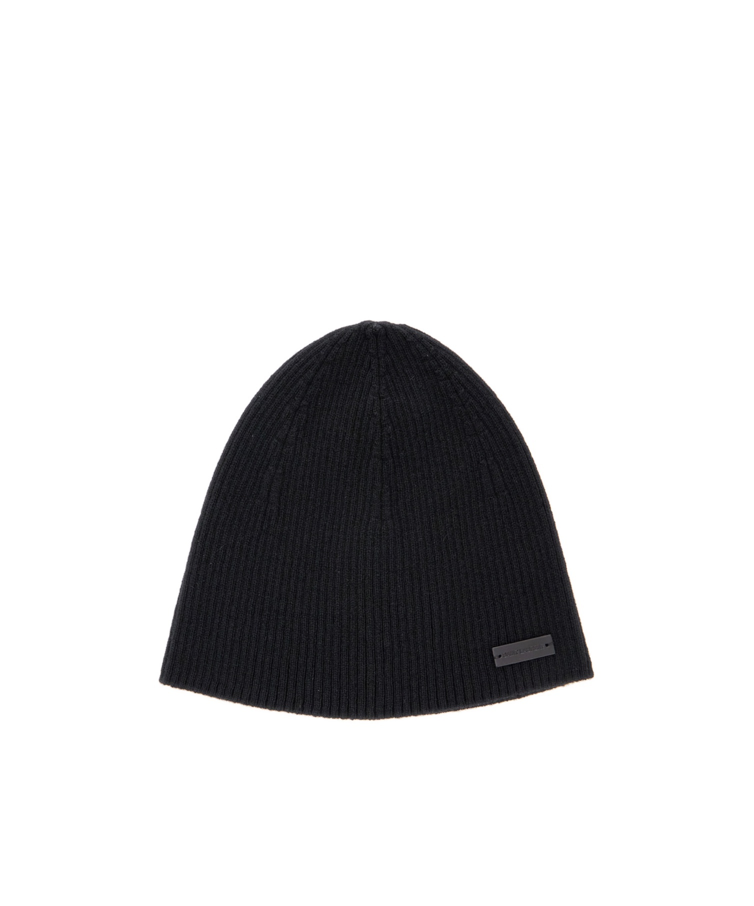 Saint Laurent Black Beanie With Logo Patch In Cashmere Man In Black