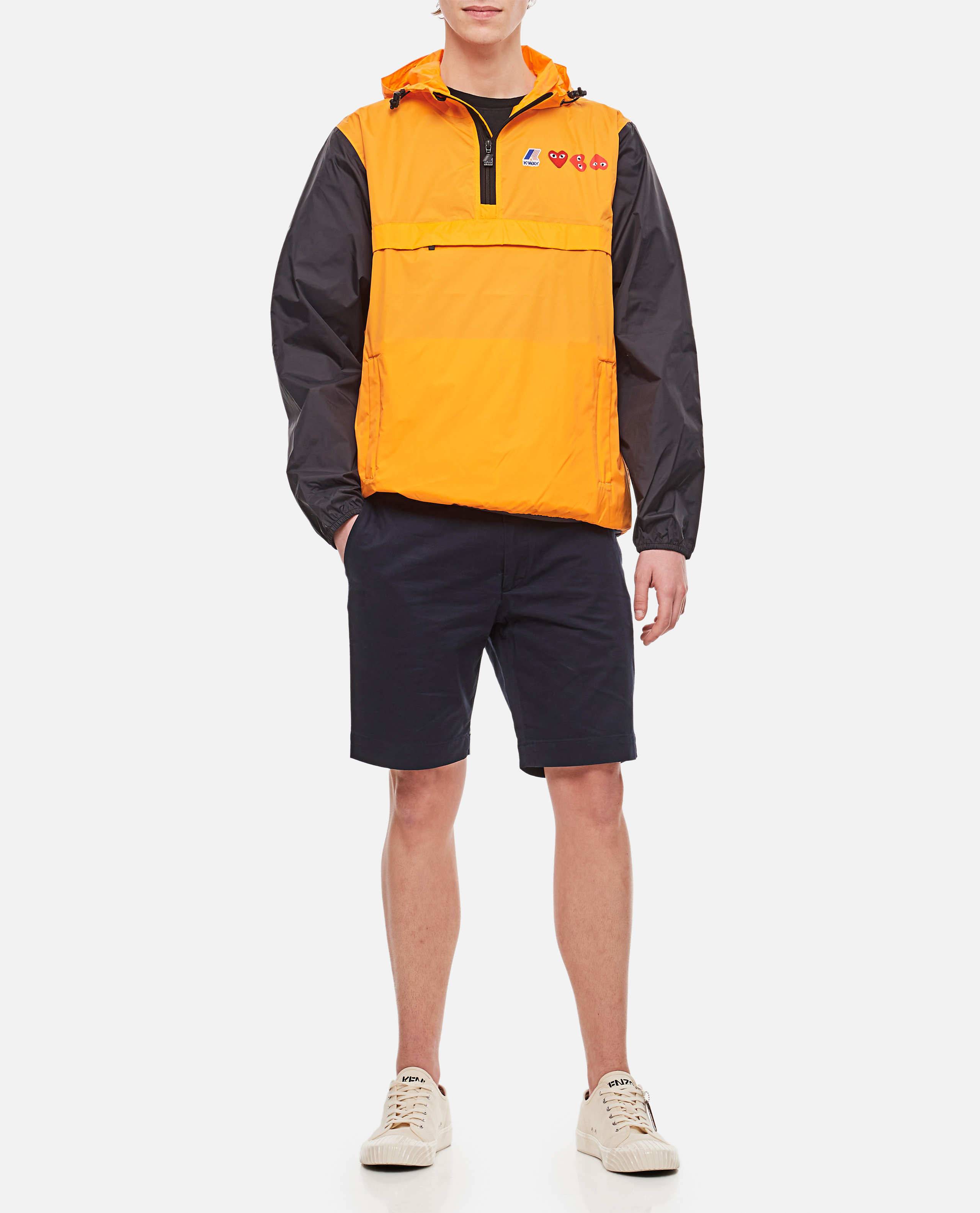 Comme Des Garçons Play K Way Hoodie Half Zip In Orange