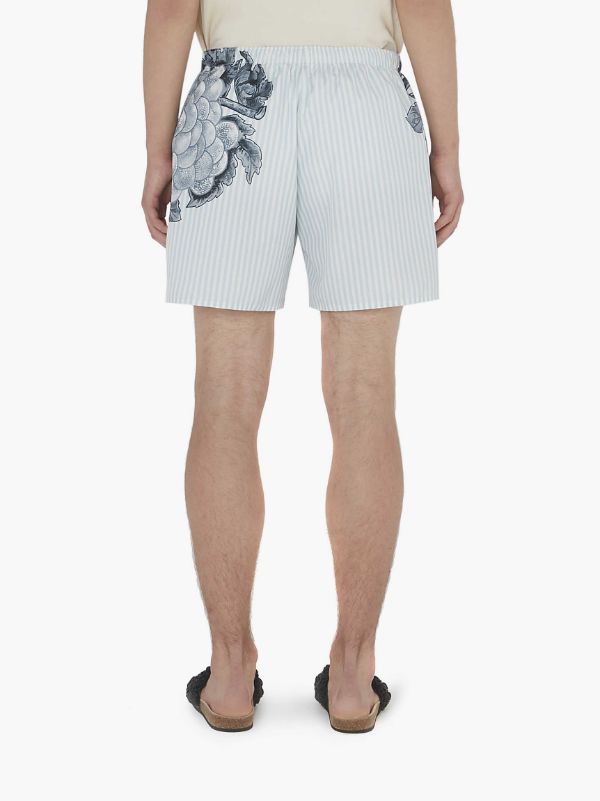 Jw Anderson Graphic-print Striped Swim Shorts In Gray