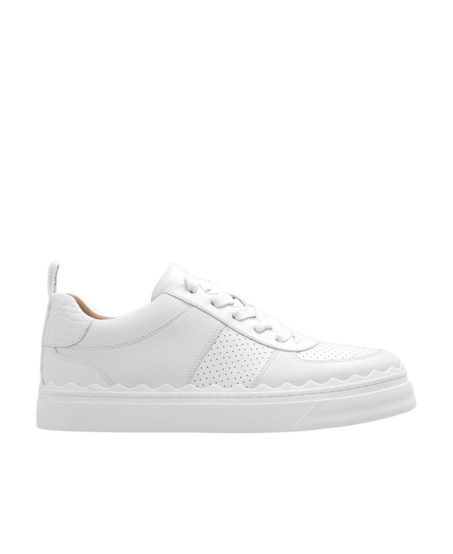 Chloé Lace-up Leather Sneakers In White