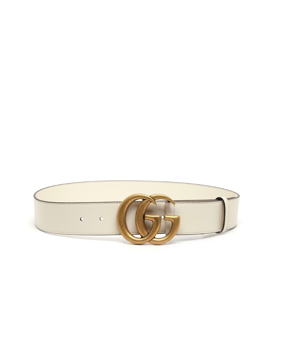Gucci Double G Buckle Belt In White