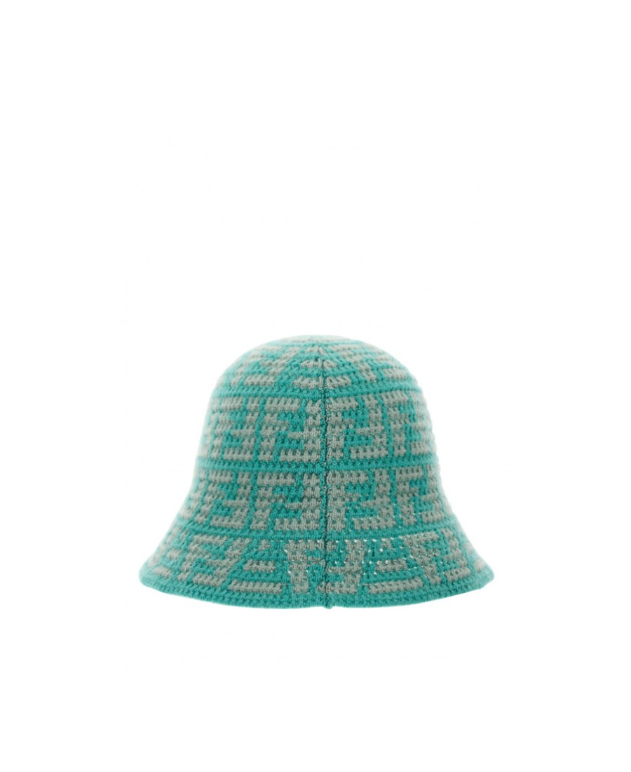 Fendi Ff Jacquard Cashmere Bell Hat In Green