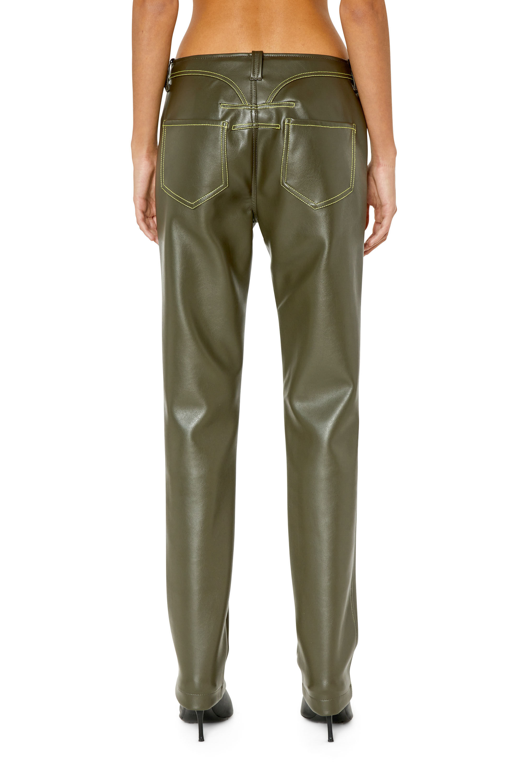 Shop Diesel Faux-leather Straight-leg Trousers In Black