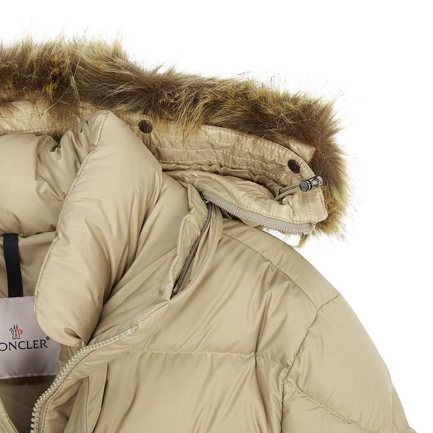 Moncler Hooded Down Jacket In Nude