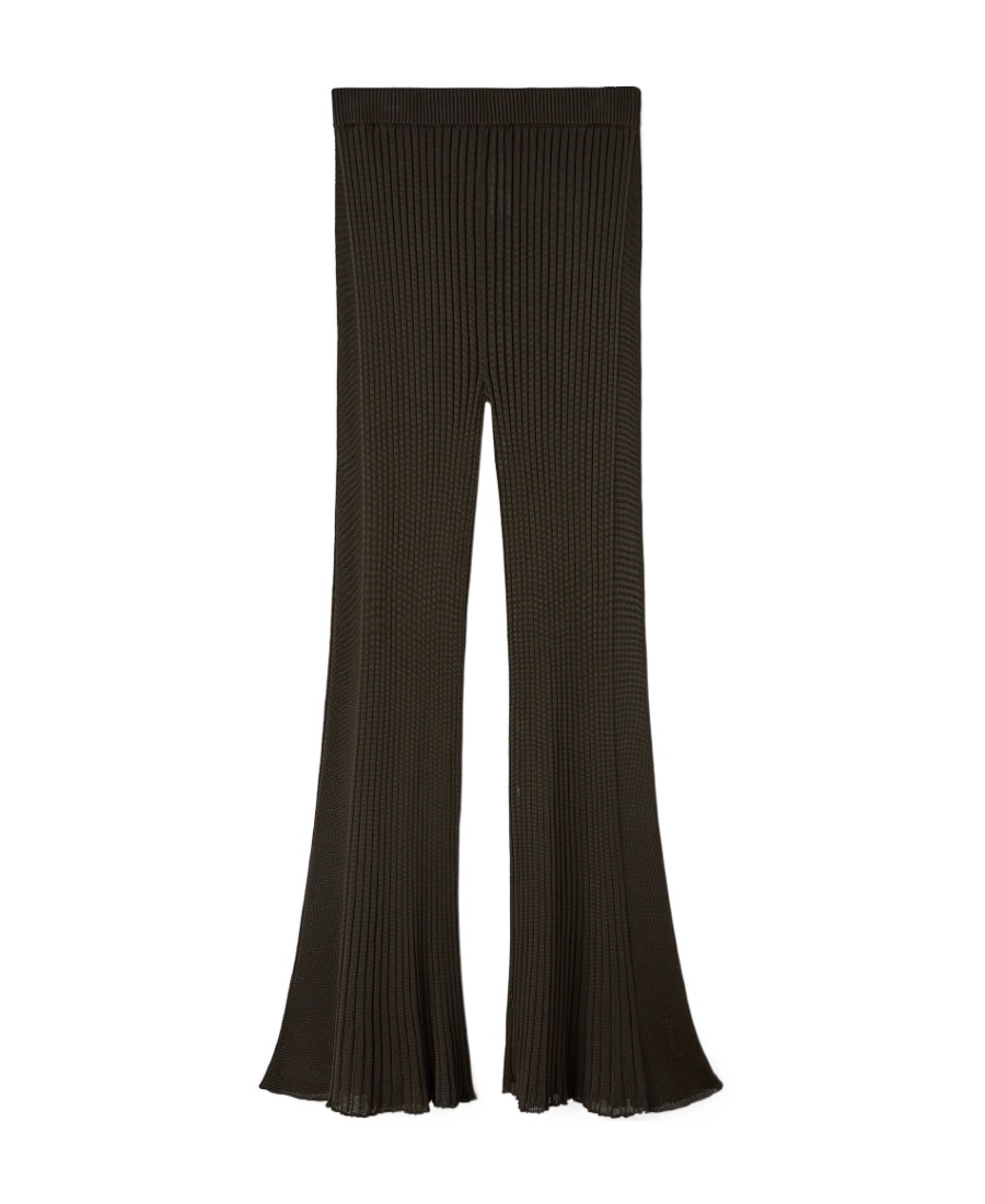 Jil Sander Chunky Ribbed Flared-hem Trousers In Black