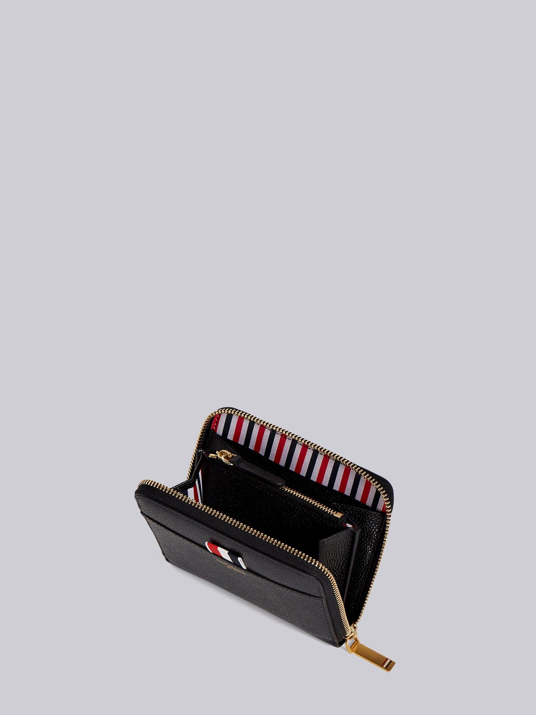 Thom Browne Logo Embossed Zipped Wallet In Black