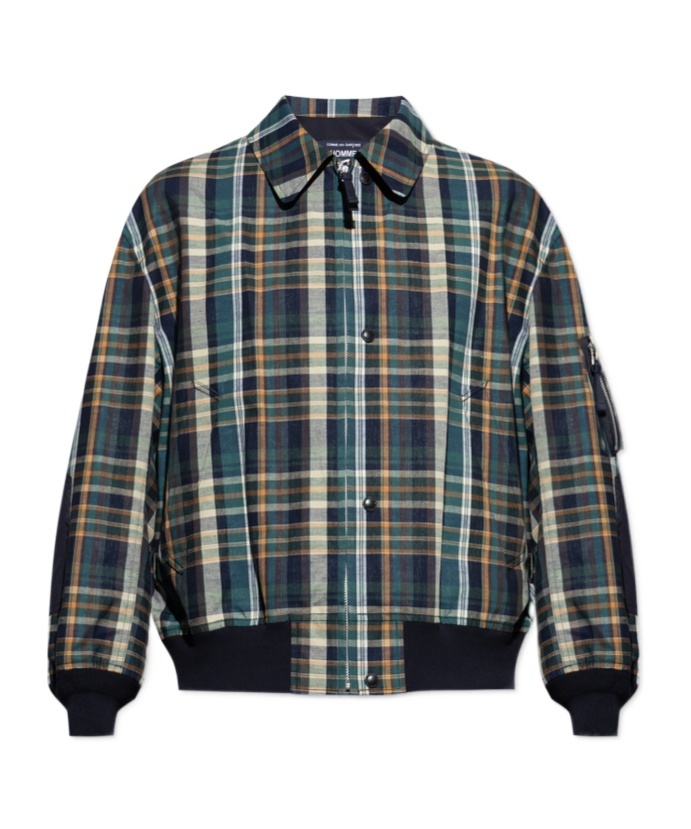 Comme Des Garçons Multicolor Checked Jacket In Black