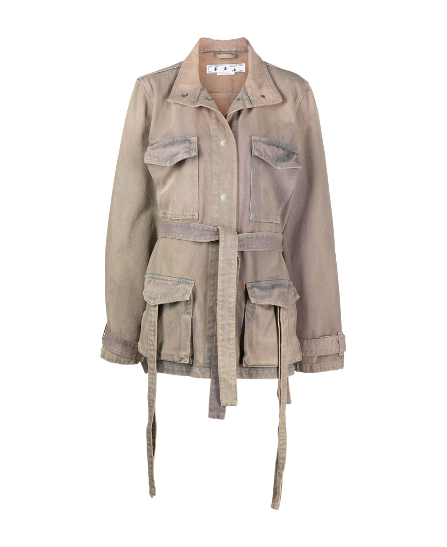 Off-white Woman Denim Outerwear Light Brown Size 0 Cotton In Nude