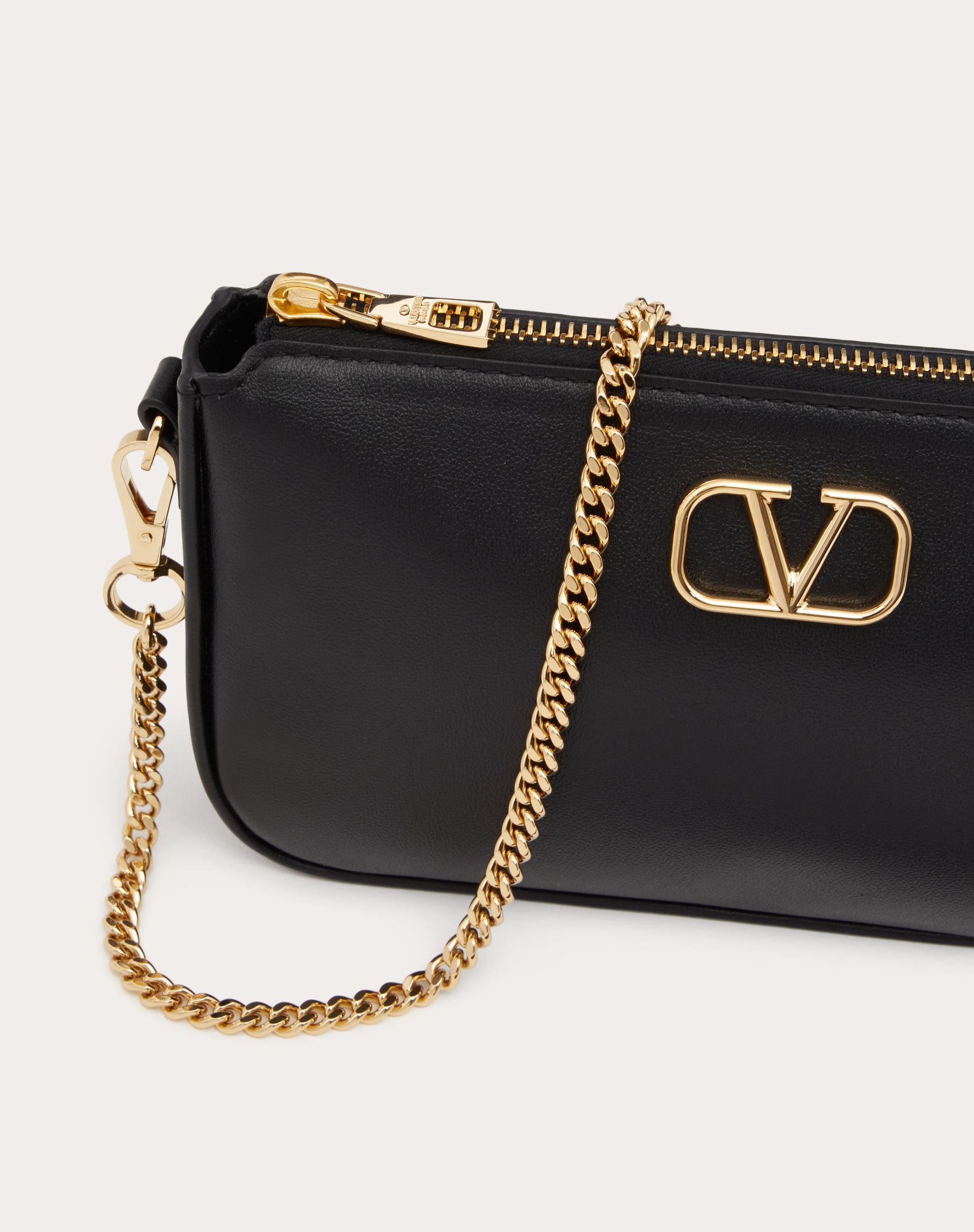 Valentino Vlogo Signature Leather Crossbody Bag In Black