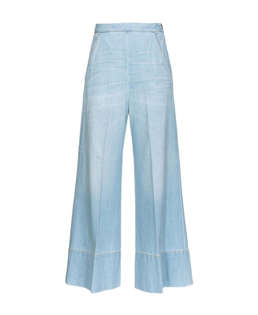 Pinko Wide-leg Cropped Trousers In Blue