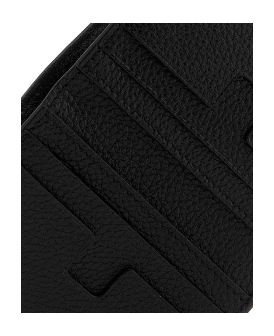 Tom Ford Logo-plaque Leather Cardholder In Black
