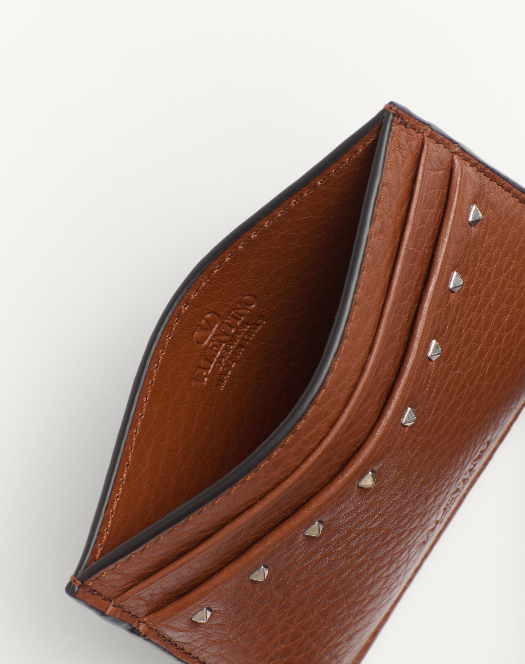 Valentino Vlogo Signature Leather Card Holder In Brown