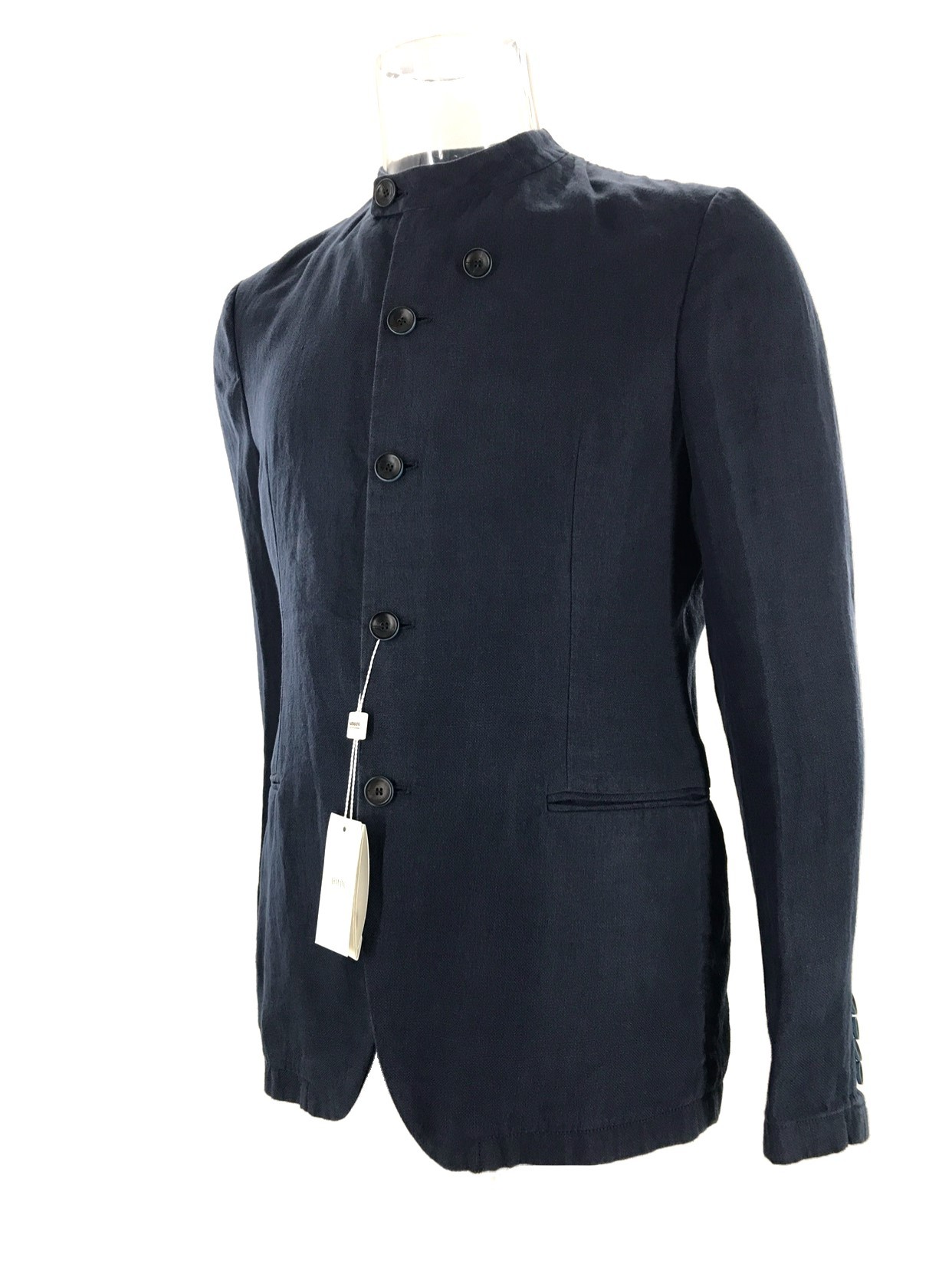 Armani Collezioni Long-sleeved Casual Jacket With Standing Collar In Black