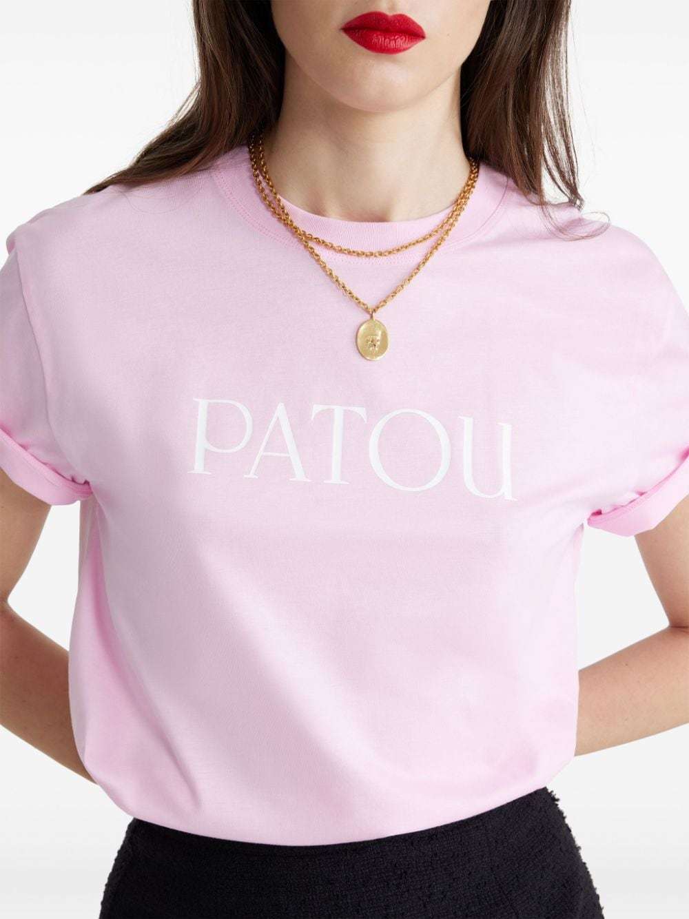 Shop Patou Logo-print Organic-cotton T-shirt In Pink