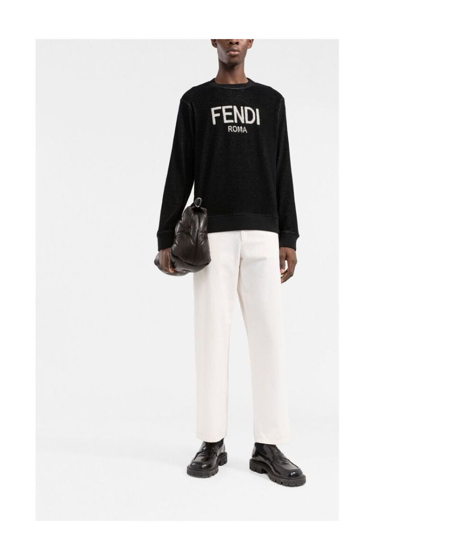 Fendi Logo-print Fleece Sweatshirt In Black