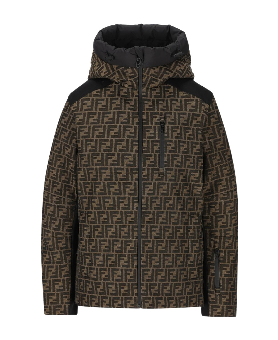 Fendi Ff-jacquard Canvas Ski Jacket In Black