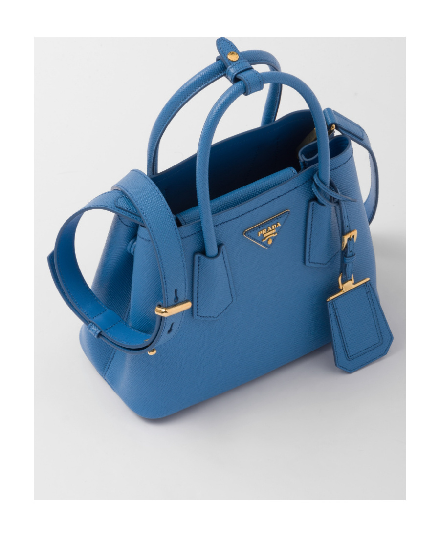 Prada Leather Logo-patch Shoulder Bag In Blue