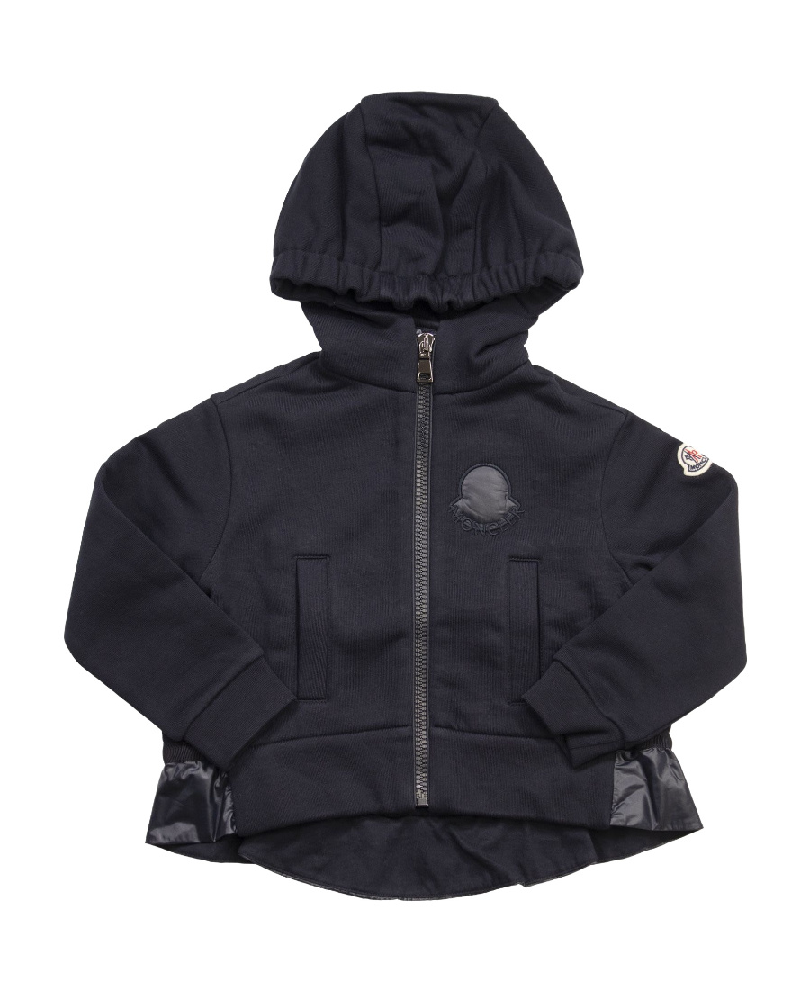 Moncler Enfant Logo Patch Zip-up Hoodie In Blue