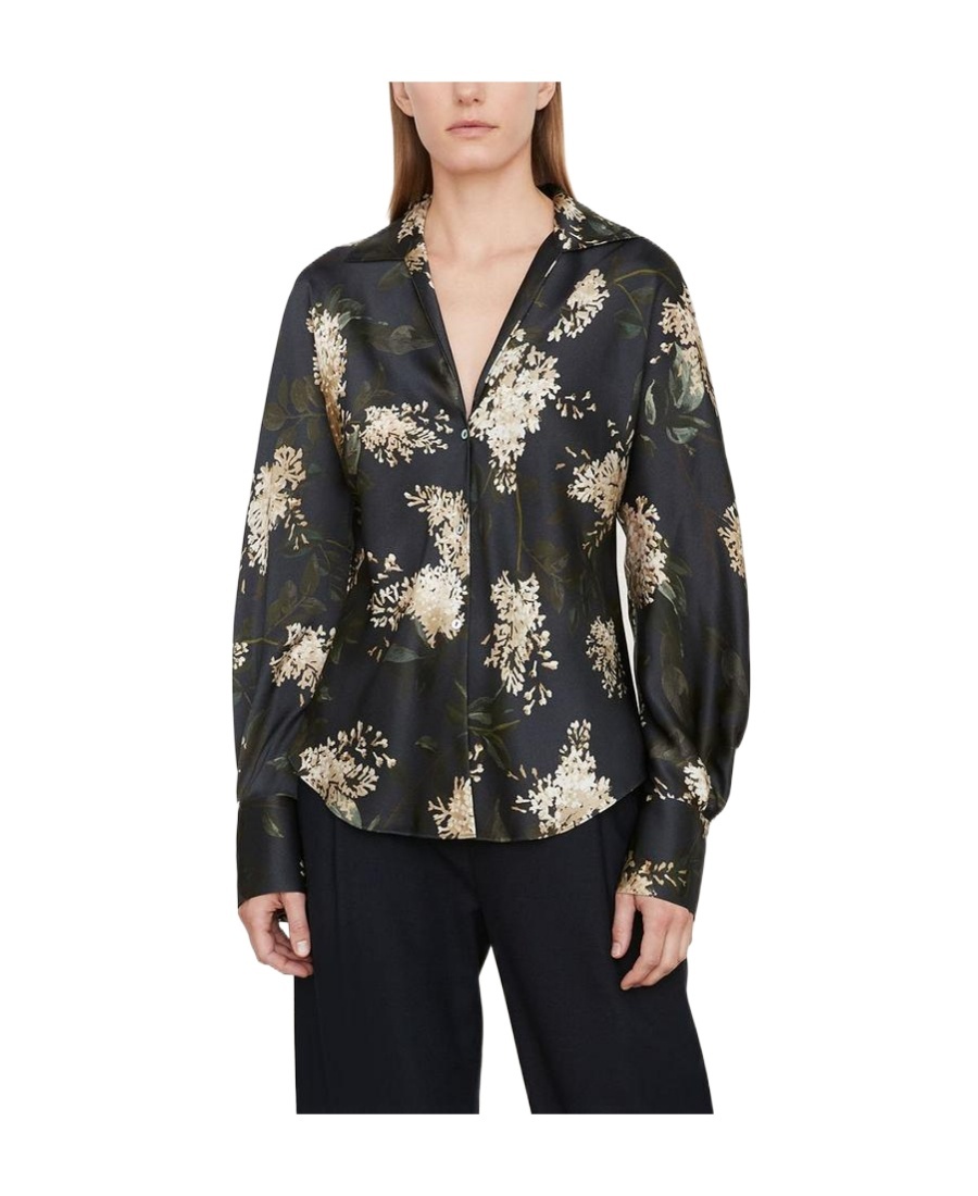 VINCE FLORAL-PRINT SILK SHIRT