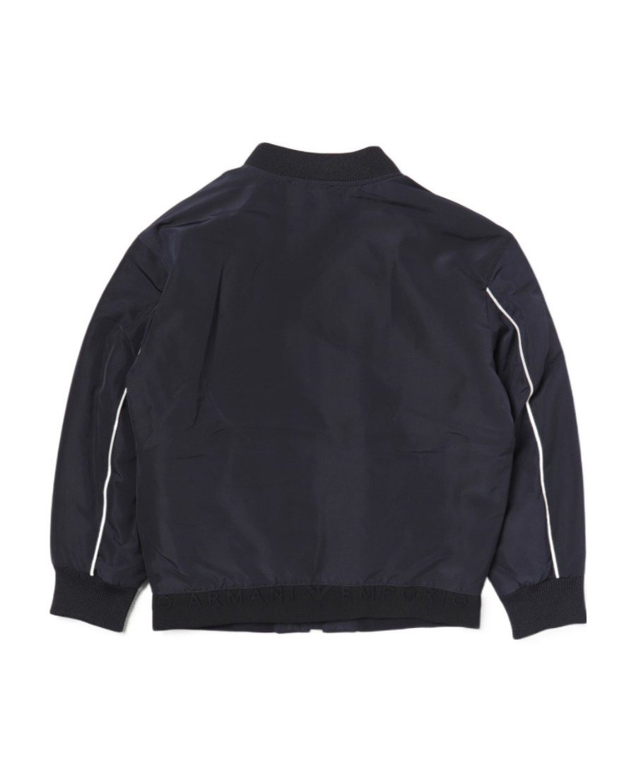 Emporio Armani Logo-waistband Baseball-collar Jacket In Black