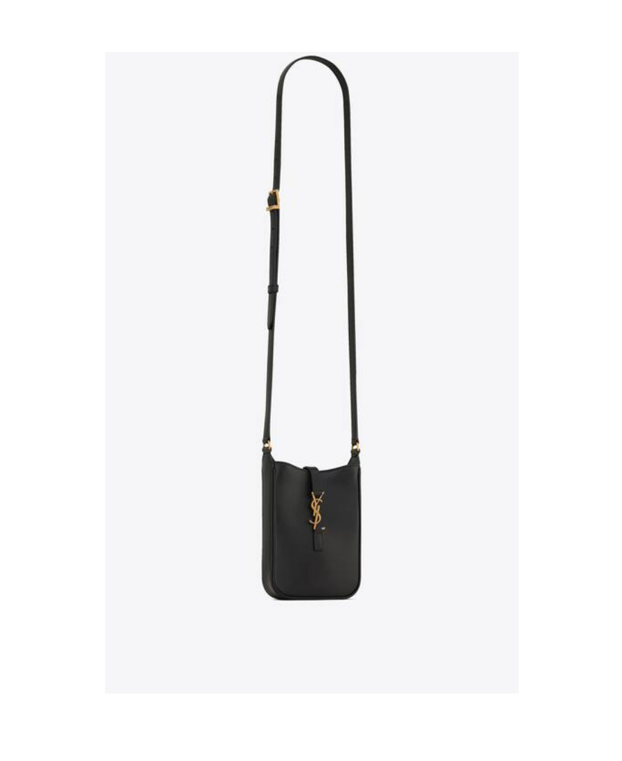 Saint Laurent Le 5 À 7 Mini Vertical In Shiny Leather In Black