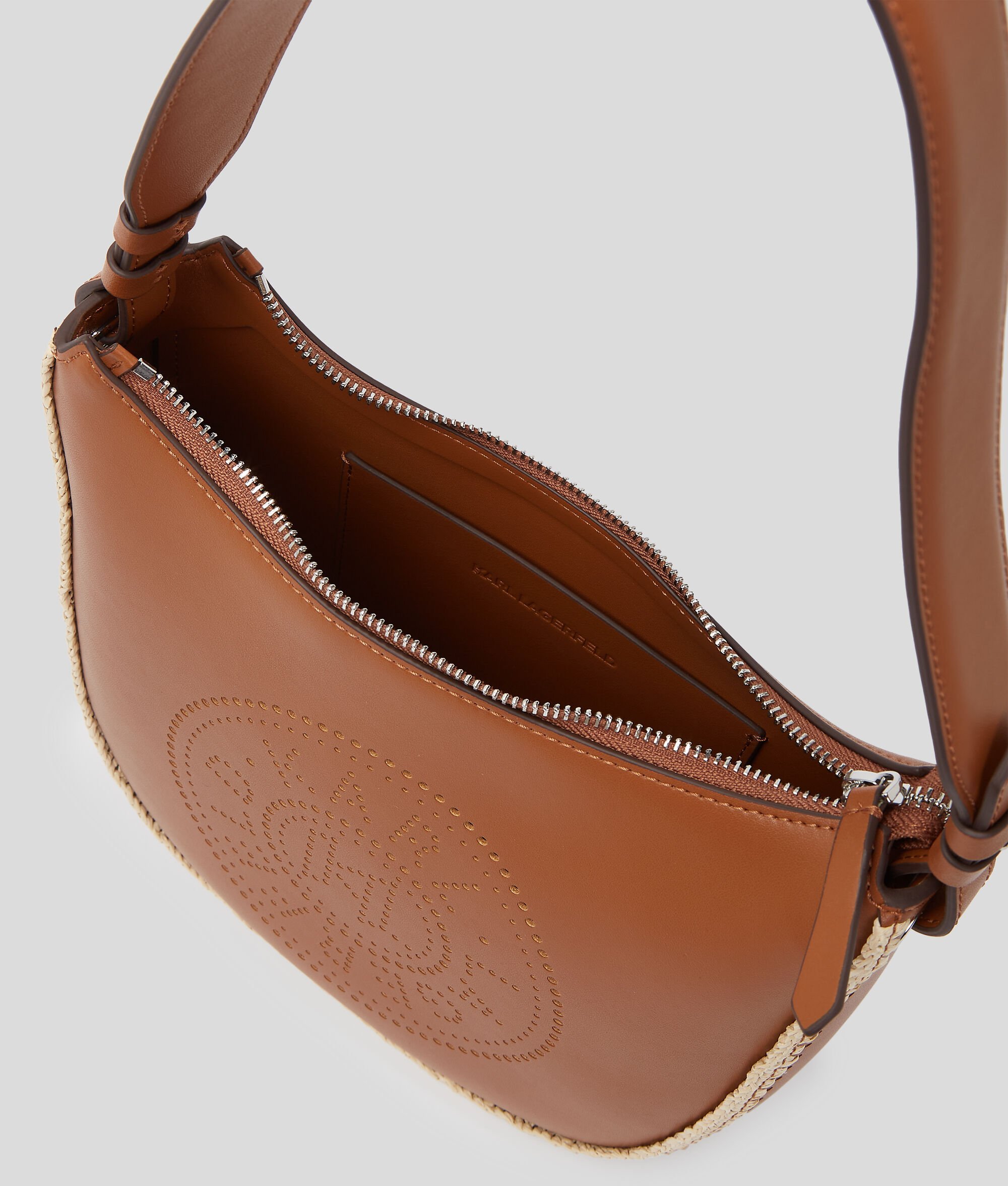 Karl Lagerfeld Zipper Shoulder Bag In Brown
