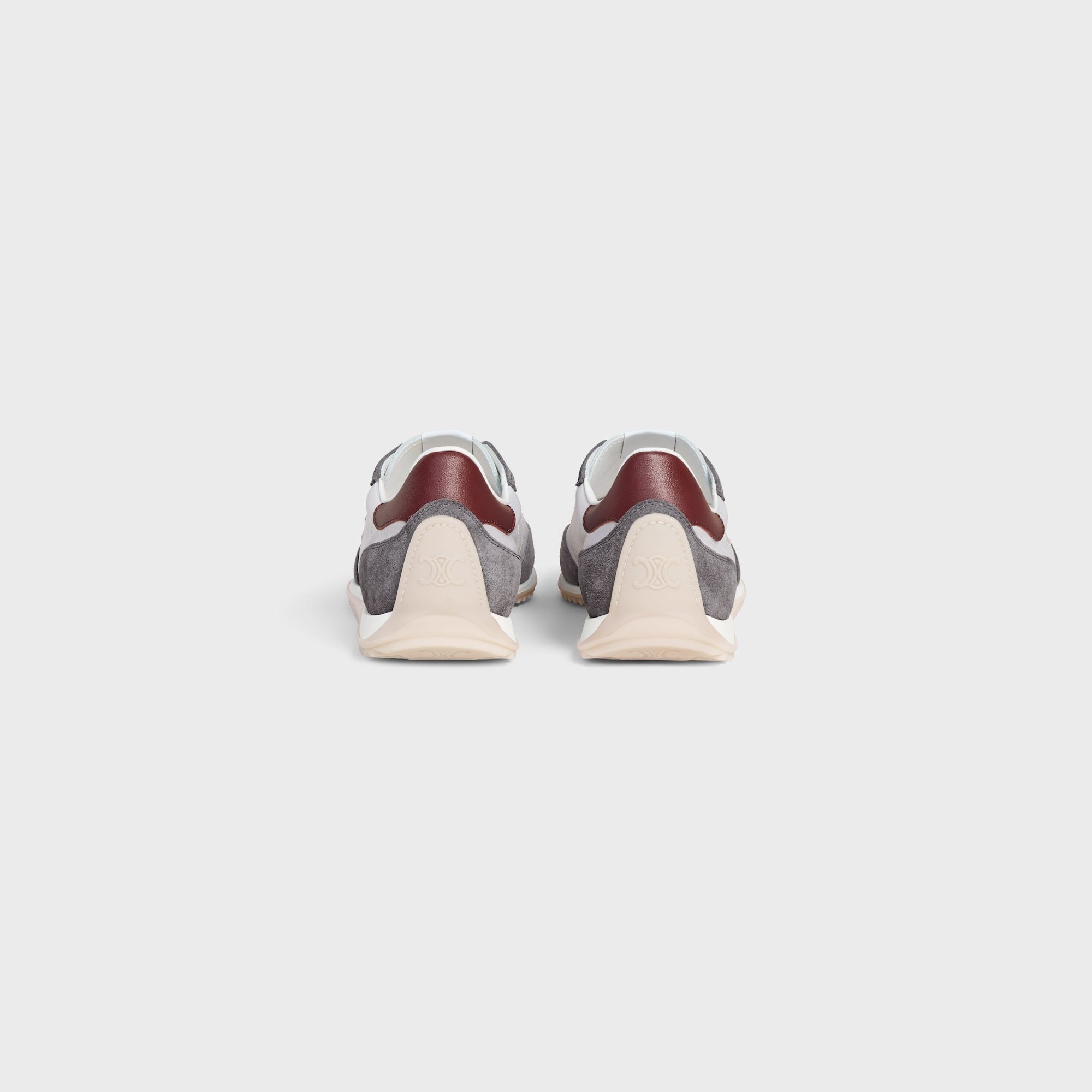Celine Racer Low Lace-up Sneaker With Triomphe In Nylon, Suede Calfskin And Calfskin In White